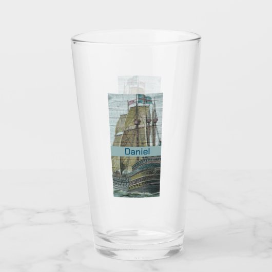  scheepsillustratie zeilthema glas (Voorkant)