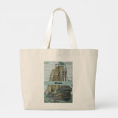  scheepsillustratie zeilthema grote tote bag (Achterkant)