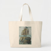  scheepsillustratie zeilthema grote tote bag (Voorkant)