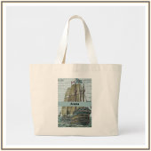  scheepsillustratie zeilthema grote tote bag