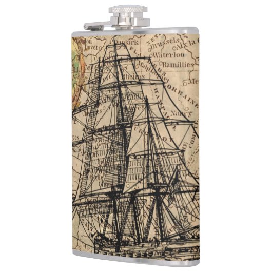 scheepskaart heupfles (Links)