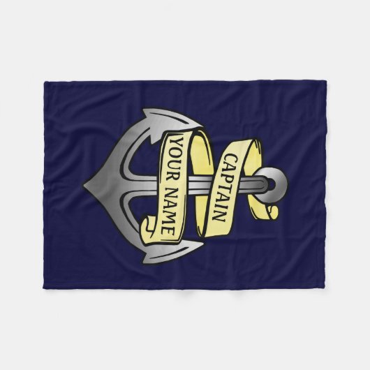 Scheepskapitein Jouw naam Anker  Fleece Deken (Voorkant (Horizontaal))