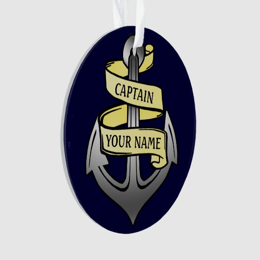 Scheepskapitein Jouw naam Anker  Ornament (voorkant)