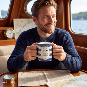 Scheepskapitein Van Mijn Hart Script Naam Anker Koffiemok