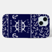 Scheepskapiteinsnaam Marineblauwe Bootanker Case-Mate iPhone Case (Achterkant (horizontaal))