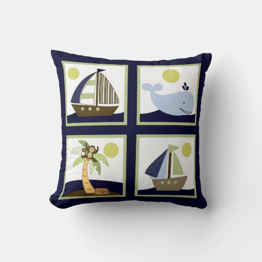Scheepslang Ahoy Mate/Nautical Personalized Pillow Kussen (Voorkant)