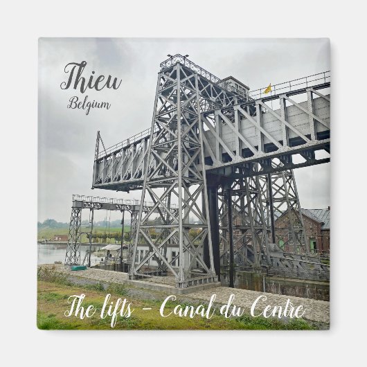 Scheepslift van Thieu in België Magneet (Voorkant)