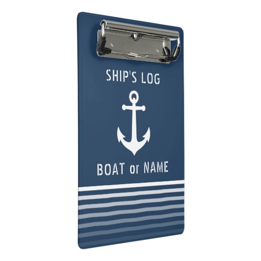 Scheepslogboek Uw Bootnaam Nautisch Anker Mini Klembord (Schuin)