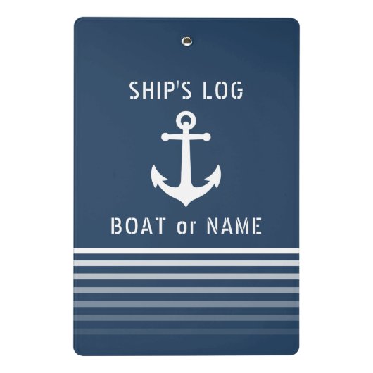 Scheepslogboek Uw Bootnaam Nautisch Anker Mini Klembord (Achterkant)