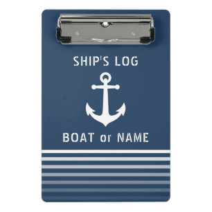 Scheepslogboek Uw Bootnaam  Nautisch Anker Mini Klembord