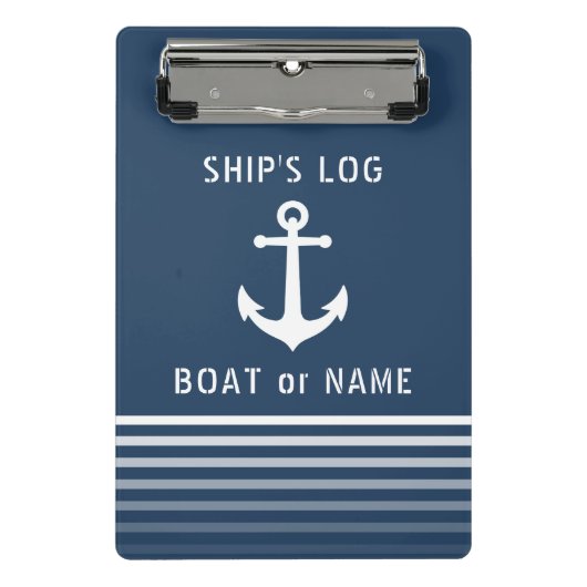 Scheepslogboek Uw Bootnaam Nautisch Anker Mini Klembord (Voorkant)