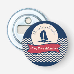 Scheepslogo motief zeiljacht decoratie button flesopener
