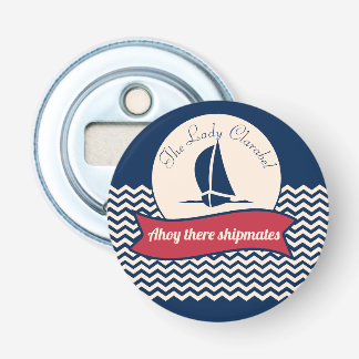 Scheepslogo motief zeiljacht decoratie button flesopener