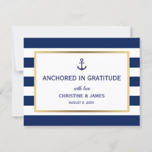 Scheepsmarine Blauw Witte Strepen Dank U Trouwdag Briefkaart