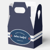 Scheepsmarine marineblauw-wit gestreept bedankdoosjes (Geopend)