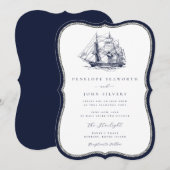 Scheepsmarine touwframebeugel bruiloft kaart (Voorkant / Achterkant)