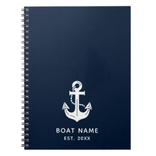 Scheepsnaam Anker Blauw Marine Notitieboek