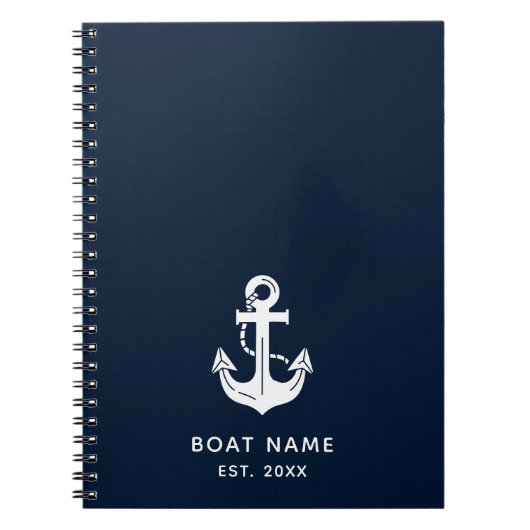 Scheepsnaam Anker Blauw Marine Notitieboek (Voorkant)