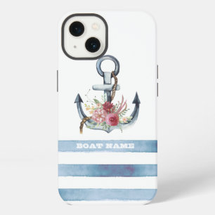 Scheepsnaam, Anker Bloemen Strepen iPhone 13 Hoesje