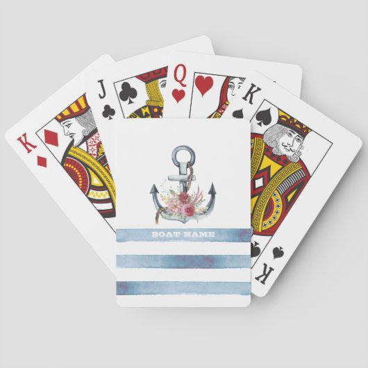Scheepsnaam, Anker Bloemen Strepen Pokerkaarten (Achterkant)