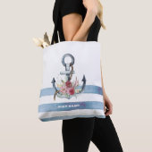 Scheepsnaam, Anker Bloemen Strepen Tote Bag (Dichtbij)