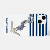 Scheepsnaam, Anker Dolfijn Marineblauwe Streep Case-Mate iPhone Case (Achterkant (horizontaal))