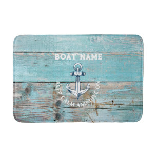 Scheepsnaam Anker Rustiek Hout Badmat