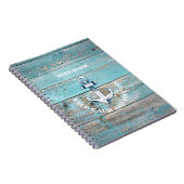 Scheepsnaam Anker Rustiek Hout Notitieboek (Rechterzijde)