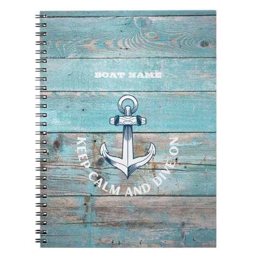 Scheepsnaam Anker Rustiek Hout Notitieboek (Voorkant)
