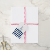 Scheepsnaam,Anker Zee Marine Blauw Gestreept Cadeaulabel (Met Touw)