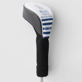 Scheepsnaam,Anker Zee Marine Blauw Gestreept Golfheadcover (Schuin)