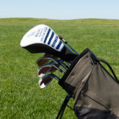 Scheepsnaam,Anker Zee Marine Blauw Gestreept Golfheadcover (Insitu)