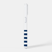 Scheepsnaam,Anker Zee Marine Blauw Gestreept iPhone 15 Case (Rechterkant)
