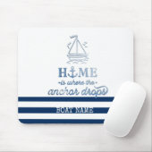 Scheepsnaam,Anker Zee Marine Blauw Gestreept Muismat (Met muis)