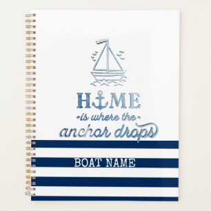 Scheepsnaam,Anker Zee Marine Blauw Gestreept Planner