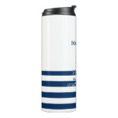 Scheepsnaam,Anker Zee Marine Blauw Gestreept Thermosbeker (Gedraaid links)
