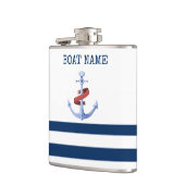 Scheepsnaam, Blauwe Anker Marineblauw Gestreept Heupfles (Links)