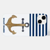 Scheepsnaam, Klassiek anker marineblauwe streep Case-Mate iPhone Case (Achterkant (horizontaal))