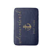 Scheepsnaam Marine Blauw Goud Welkom Aan Boord Badmat (Voorkant Verticaal)