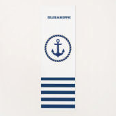 Scheepsnaam Nautical,Anker Marineblauw Gestreept Yogamat (Voorkant)