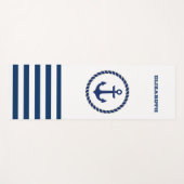 Scheepsnaam Nautical,Anker Marineblauw Gestreept Yogamat (Voorkant (horizontaal))