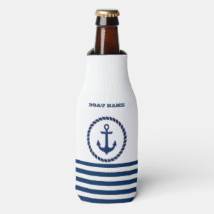 Scheepsnaam Nautical,Anker Marineblauw Gestreepte Flesjeskoeler