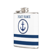 Scheepsnaam Nautical,Anker Marineblauw Gestreepte Heupfles (Links)