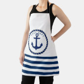 Scheepsnaam Nautical,Anker Marineblauw Gestreepte Schort (Insitu)