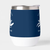 Scheepsnaam Navy Blauwe Scheepswiel Welkom (Links)