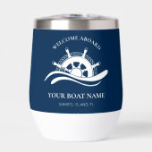 Scheepsnaam Navy Blauwe Scheepswiel Welkom (Voorkant)