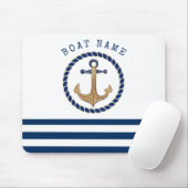 Scheepsnaam, Retro Anker Marineblauw Muismat (Met muis)