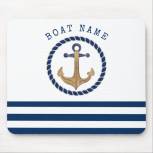 Scheepsnaam, Retro Anker Marineblauw Muismat