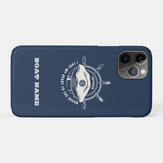 Scheepsnaam Thema Marineblauw Case-Mate iPhone Case (Achterkant (horizontaal))