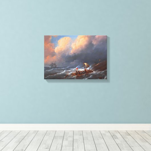 Scheepsoverlevenden op een Raft Canvas Print (Insitu (Houten vloer))